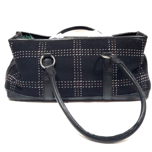 Ann Taylor LOFT Black Baguette Double Handle Bag Shoulder Bag Purse Handbag EUC - Picture 3 of 13